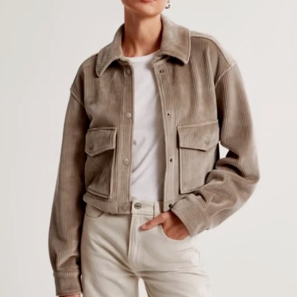 Abercrombie & Fitch Corduroy Utility Jacket in Tan